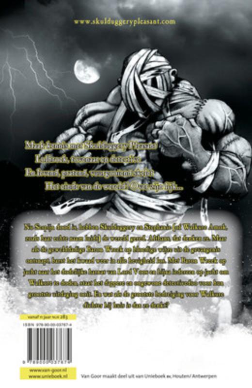 Achterkant van Skulduggery Pleasant Hoog spel