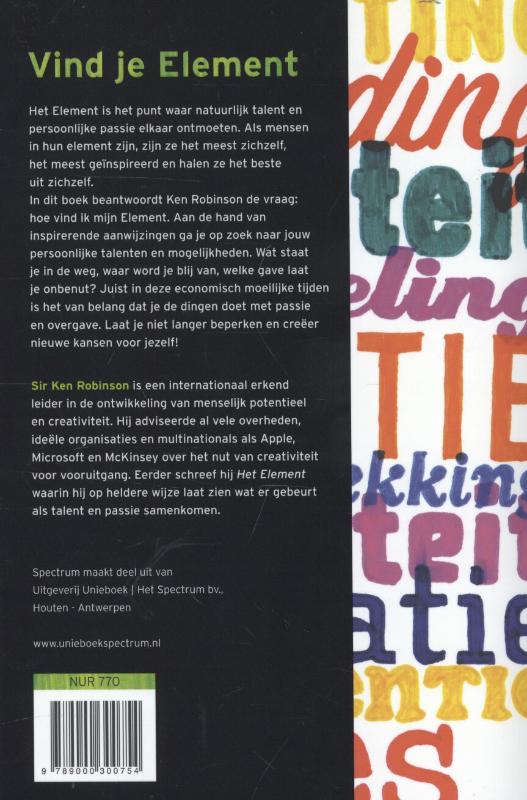 Achterkant van Vind je element