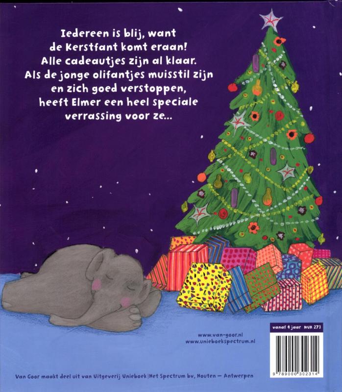 Achterkant van Elmer en de Kerstfant