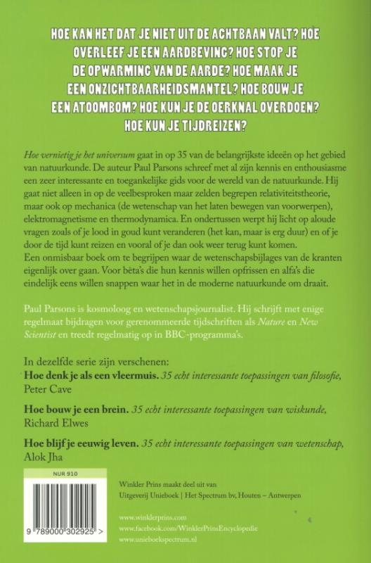 Achterkant van Hoe vernietig je het universum