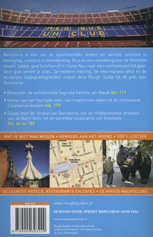 Achterkant van Rough Guide Barcelona