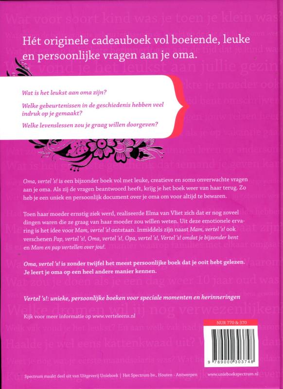 Achterkant van Oma vertel 's