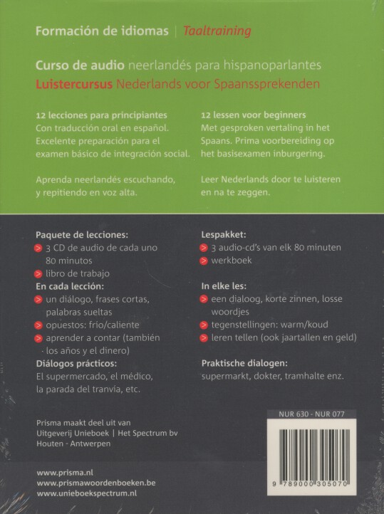 Achterkant van Luistercursus Nederlands voor Spaanssprekenden