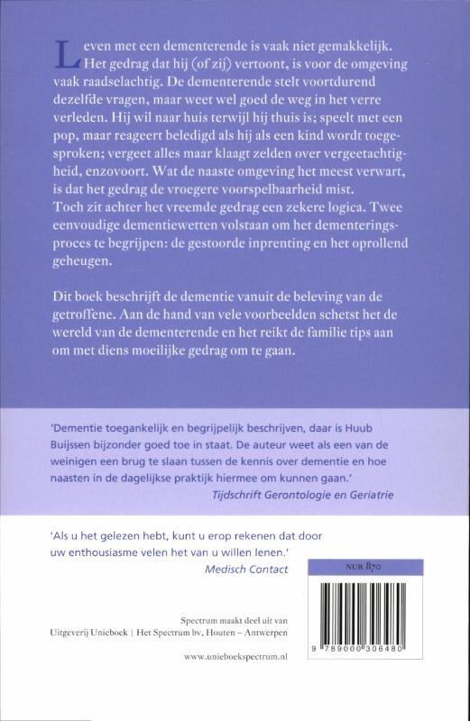 Achterkant van De heldere eenvoud van dementie