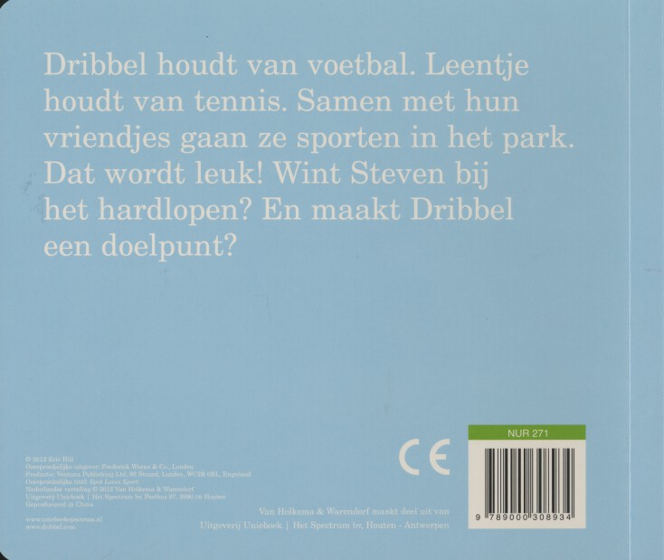 Achterkant van Dribbel houdt van voetbal