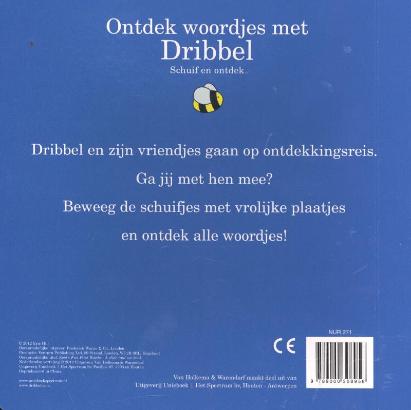 Achterkant van Ontdek woordjes met Dribbel