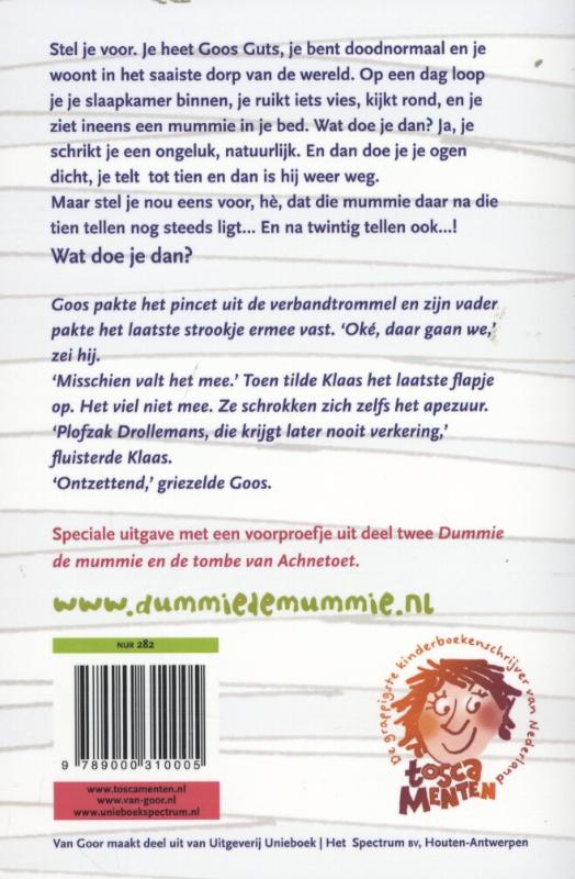 Achterkant van Dummie de mummie en de gouden scarabee