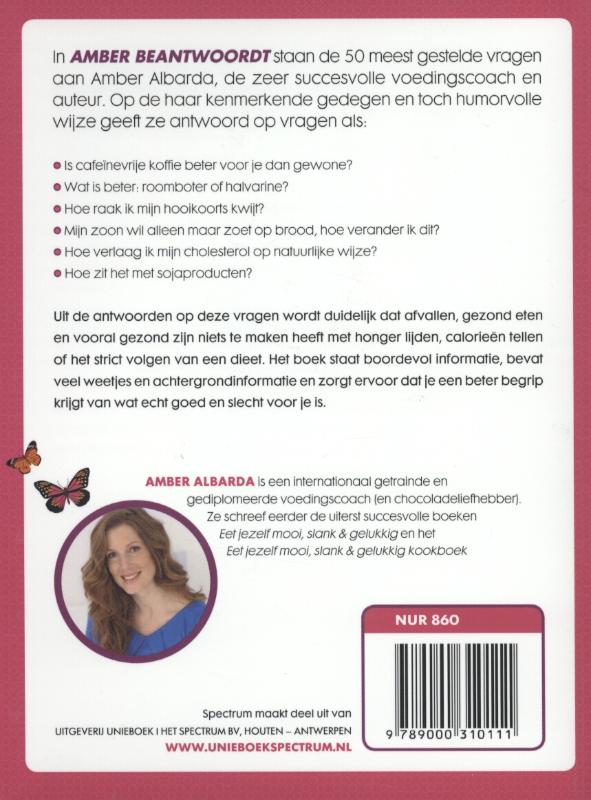 Achterkant van Amber beantwoordt