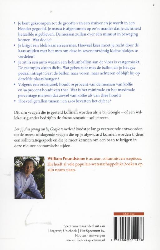 Achterkant van Ben jij slim genoeg om voor Google te werken?