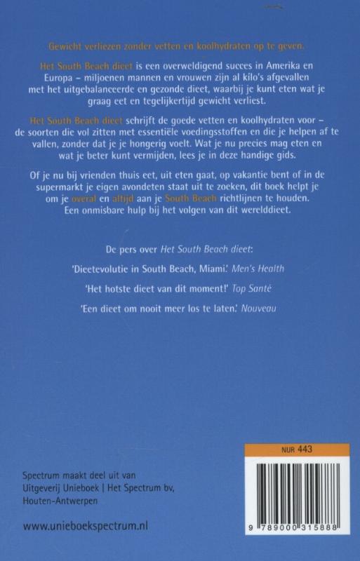 Achterkant van Het South beach dieet