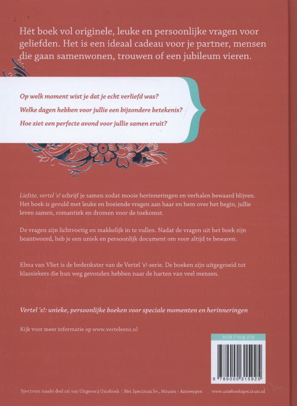 Achterkant van Liefste vertel s