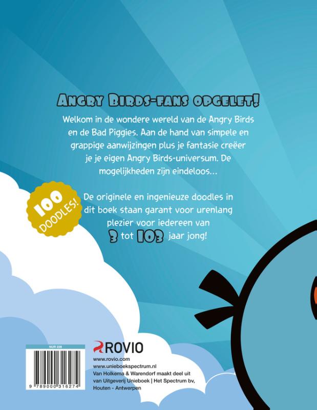 Achterkant van Angry Birds Het grote blauwe doodleboek