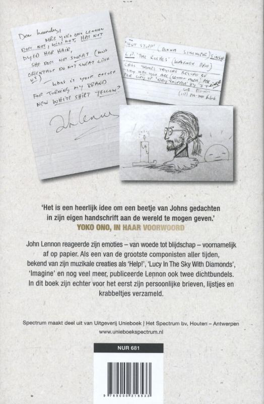 Achterkant van Lennons brieven