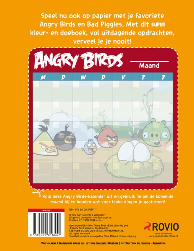 Achterkant van Angry Birds super kleur- en doeboek