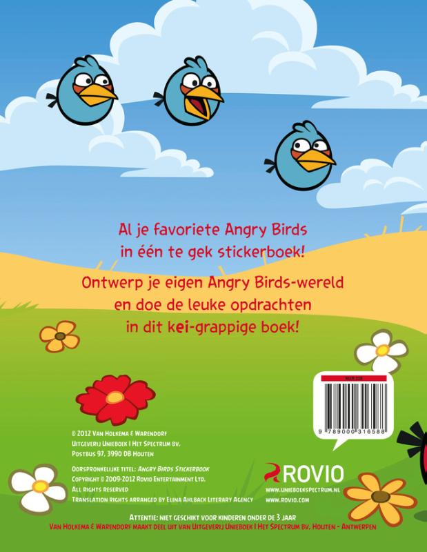 Achterkant van Angry Birds Stickerboek