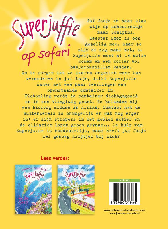 Achterkant van Superjuffie op safari