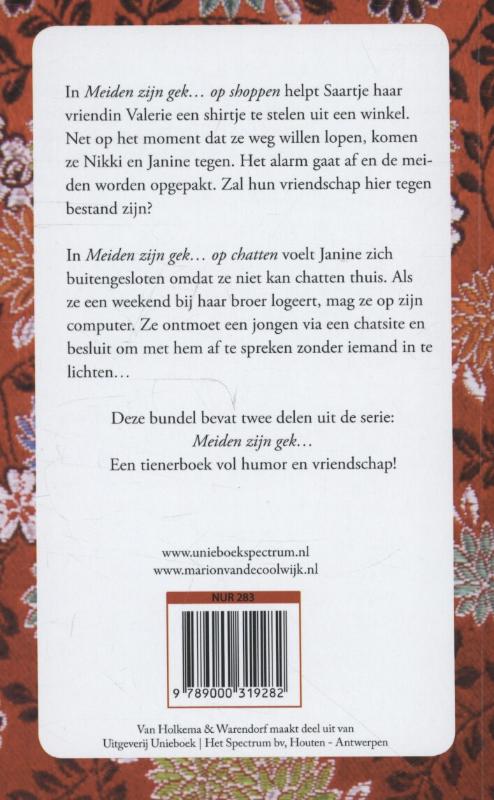 Achterkant van Meiden zijn gek op shoppen en op chatten