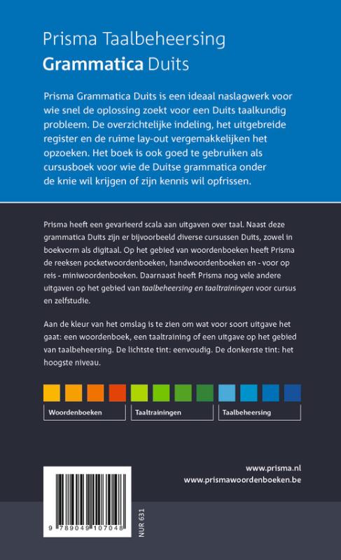 Achterkant van Grammatica Duits