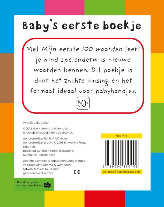 Achterkant van Mijn eerste 100 woorden