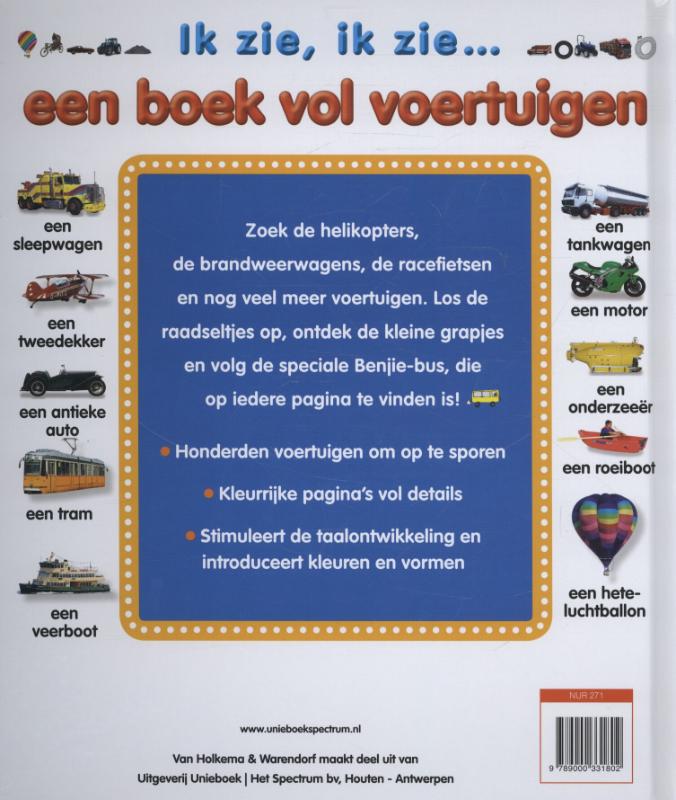 Achterkant van Een boek vol voertuigen