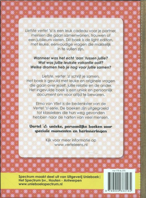 Achterkant van Liefste vertel 's