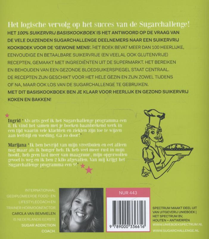 Achterkant van 100% suikervrij basiskookboek