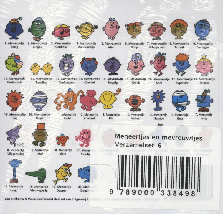 Achterkant van verzamelset 6