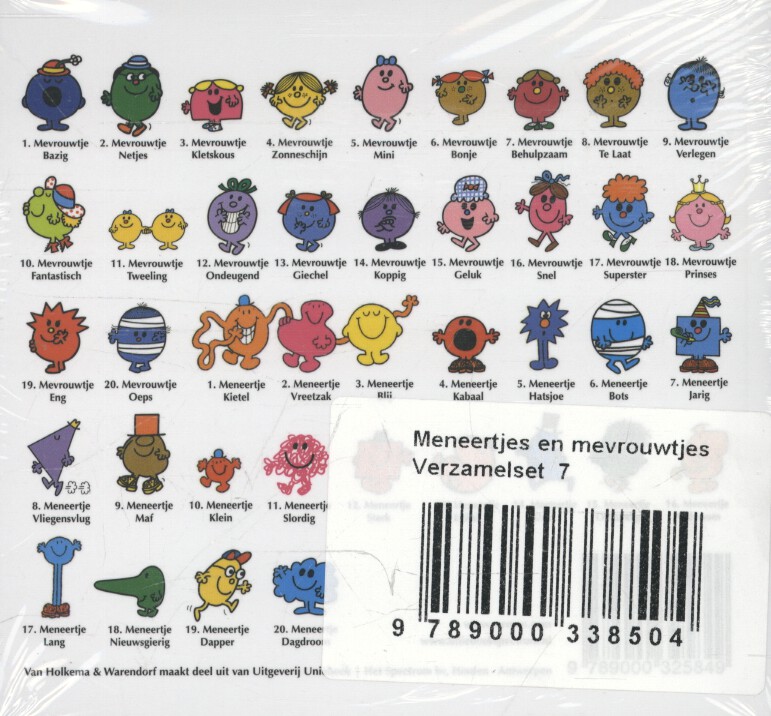 Achterkant van verzamelset 7