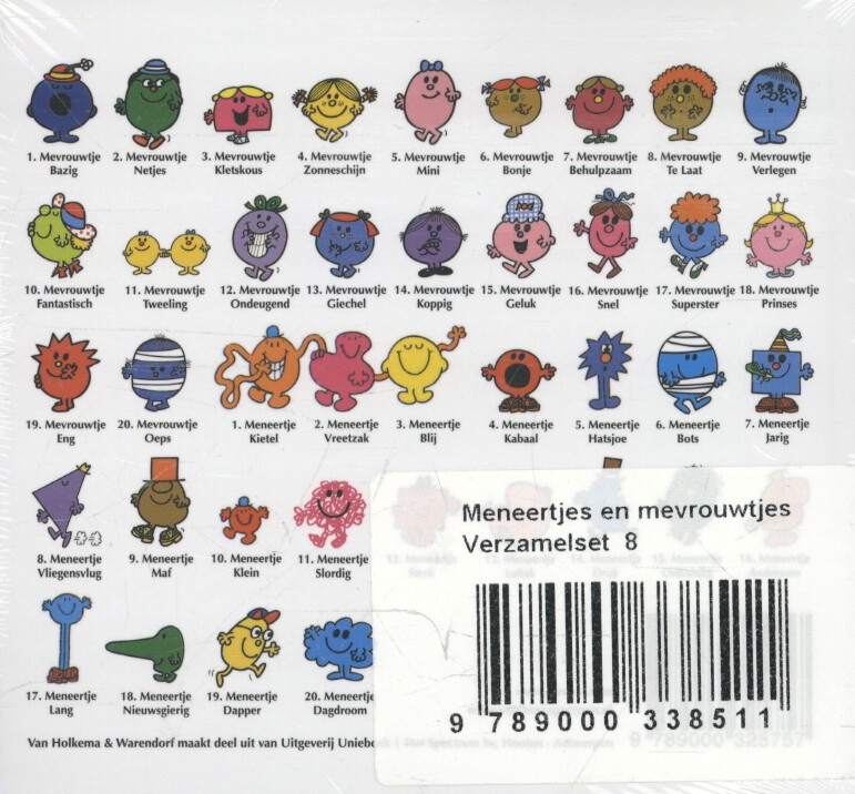 Achterkant van verzamelset 8