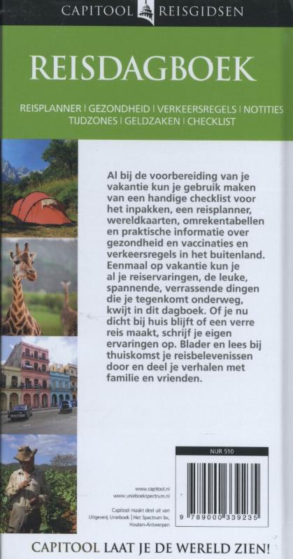 Achterkant van Reisdagboek