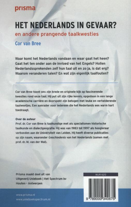 Achterkant van Het Nederlands in gevaar?