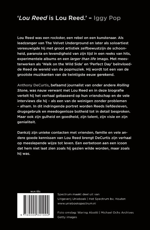 Achterkant van Lou Reed