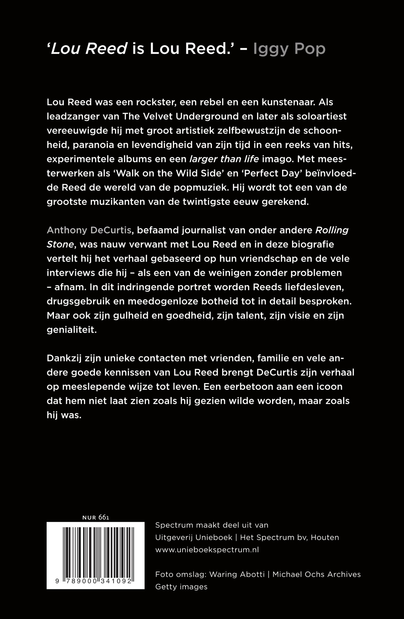 Achterkant van Lou Reed