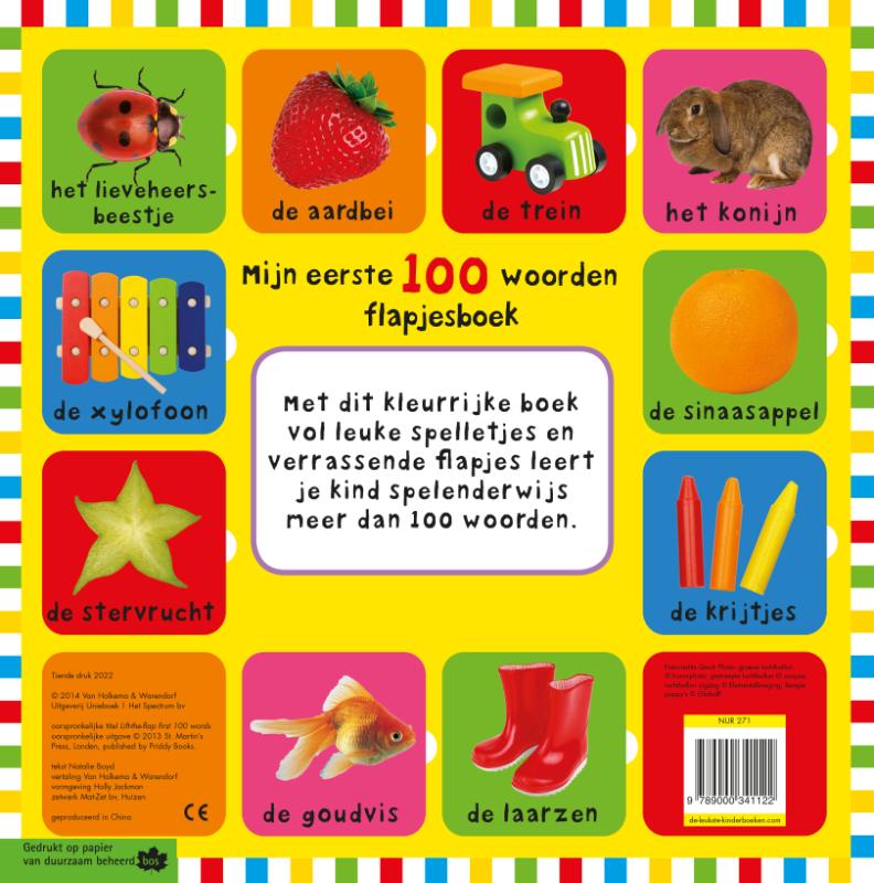 Achterkant van Mijn eerste 100 woorden flapjesboek
