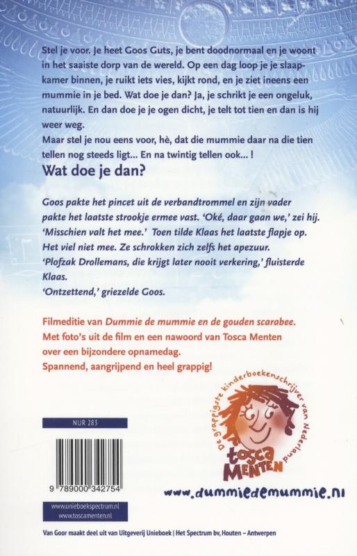Achterkant van Dummie de mummie en de gouden scarabee
