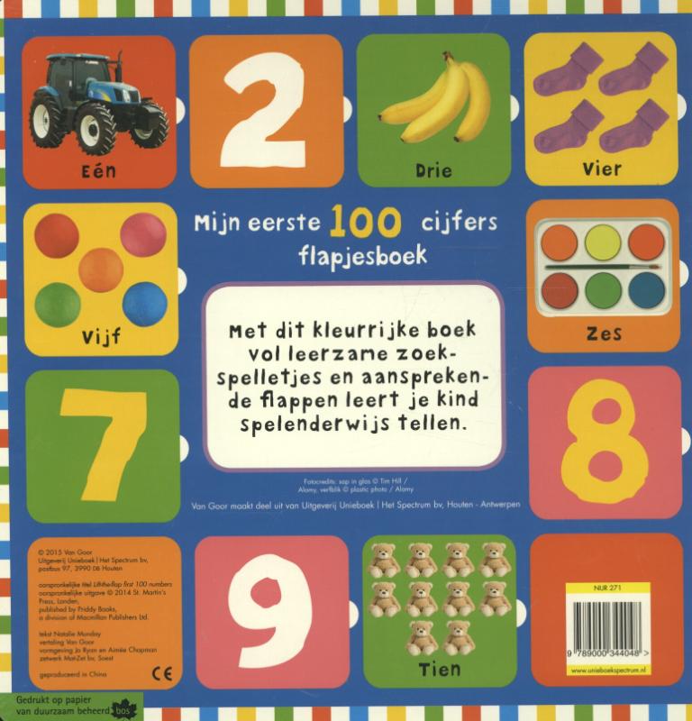 Achterkant van Mijn eerste 100 cijfers flapjesboek