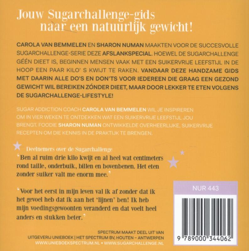 Achterkant van 100% suikervrij naar jouw natuurlijke gewicht