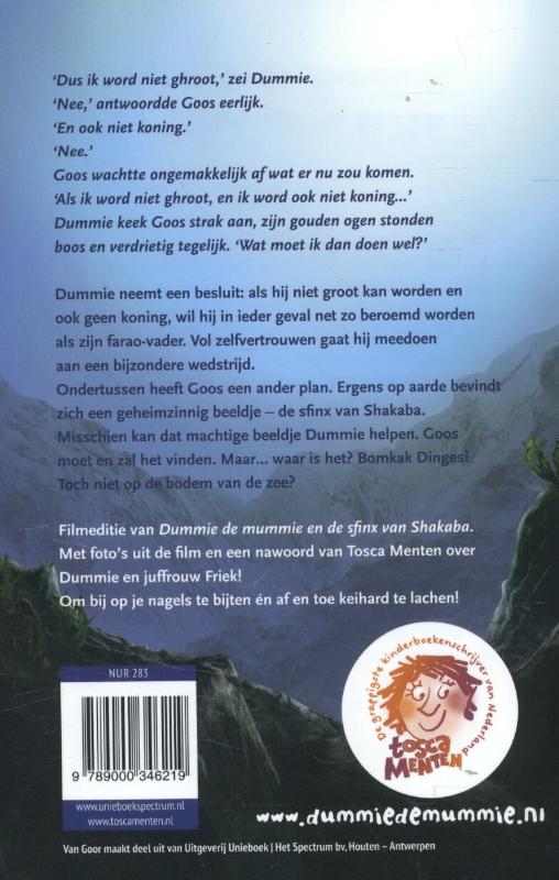 Achterkant van Dummie de mummie en de sfinx van Shakaba