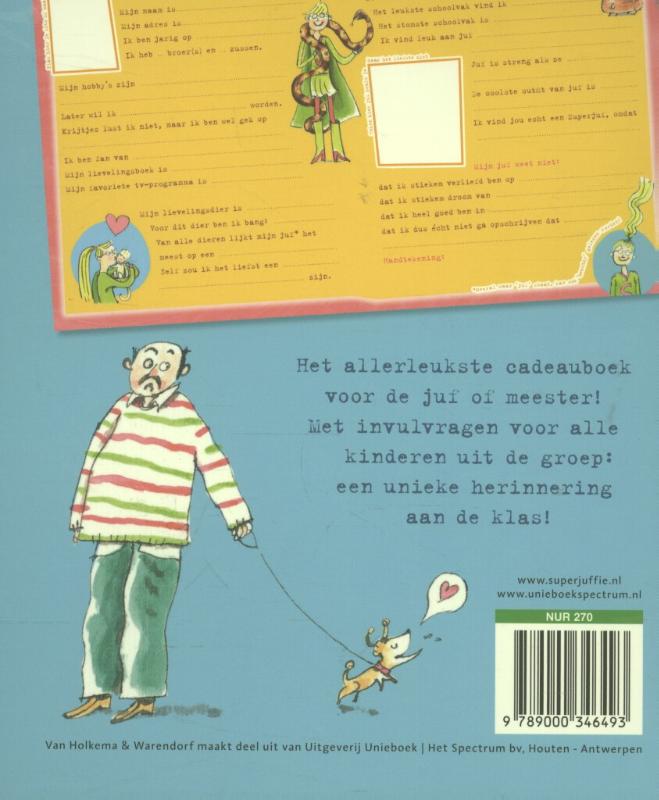 Achterkant van Superjuf, bedankt voor het schooljaar!