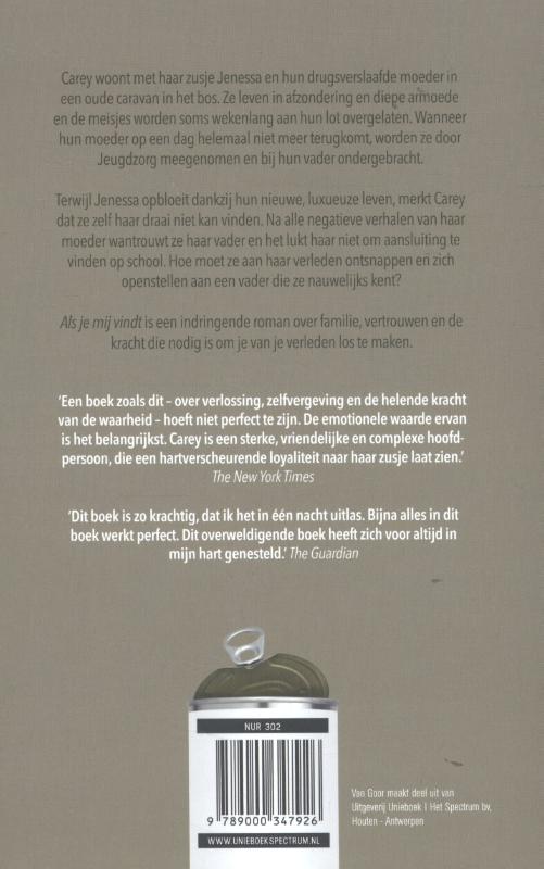 Achterkant van Als je mij vindt