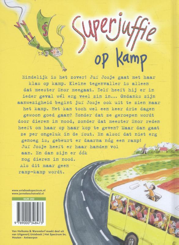 Achterkant van Superjuffie op kamp