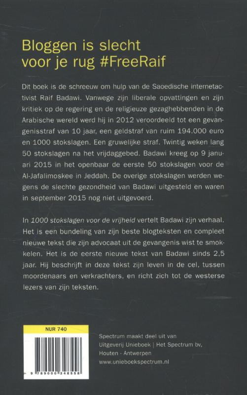 Achterkant van 1000 stokslagen voor de vrijheid