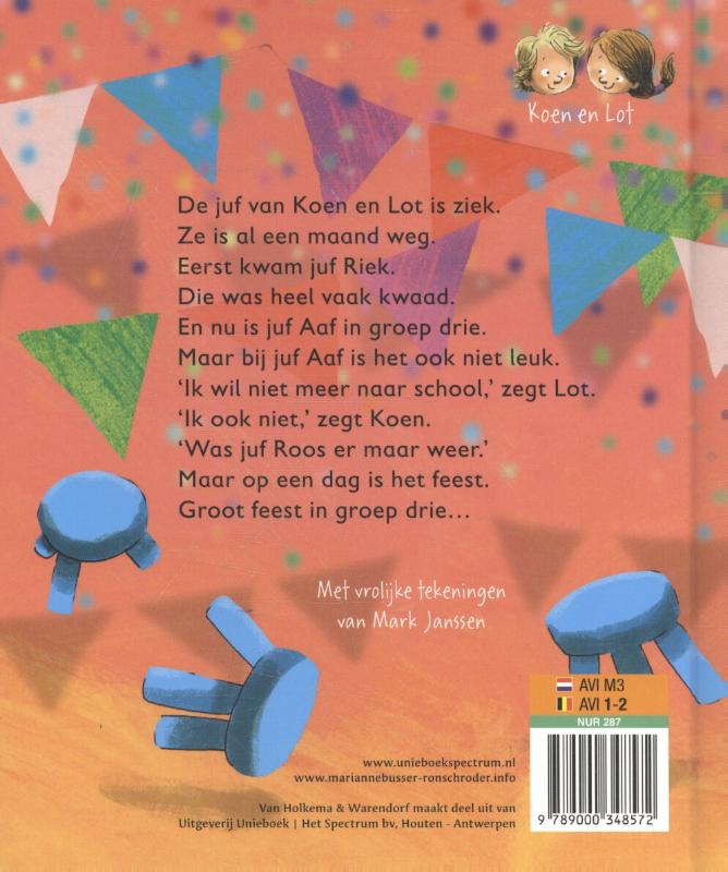 Achterkant van Feest in groep drie