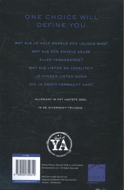 Achterkant van Allegiant
