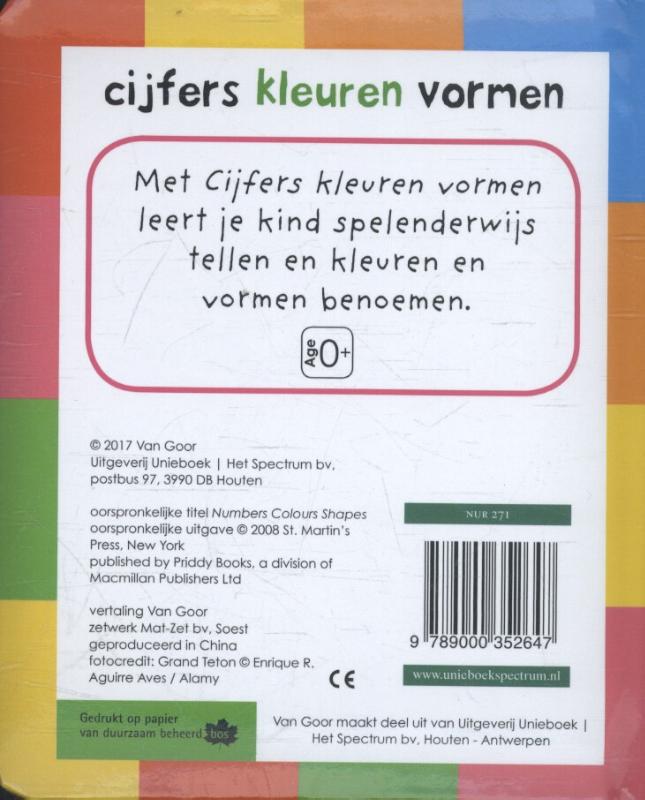 Achterkant van Cijfers kleuren vormen