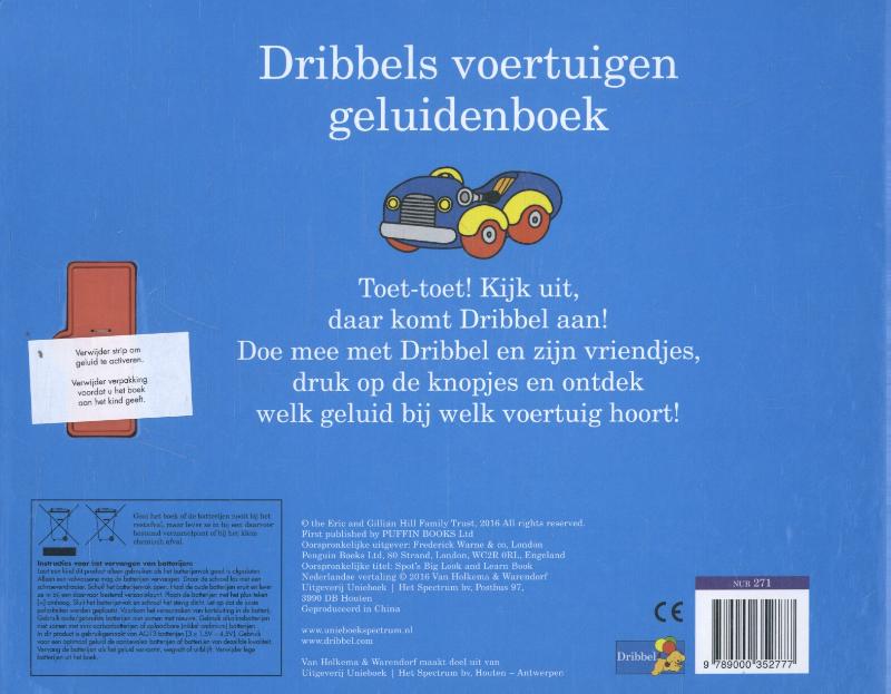 Achterkant van Dribbels voertuigen geluidenboek