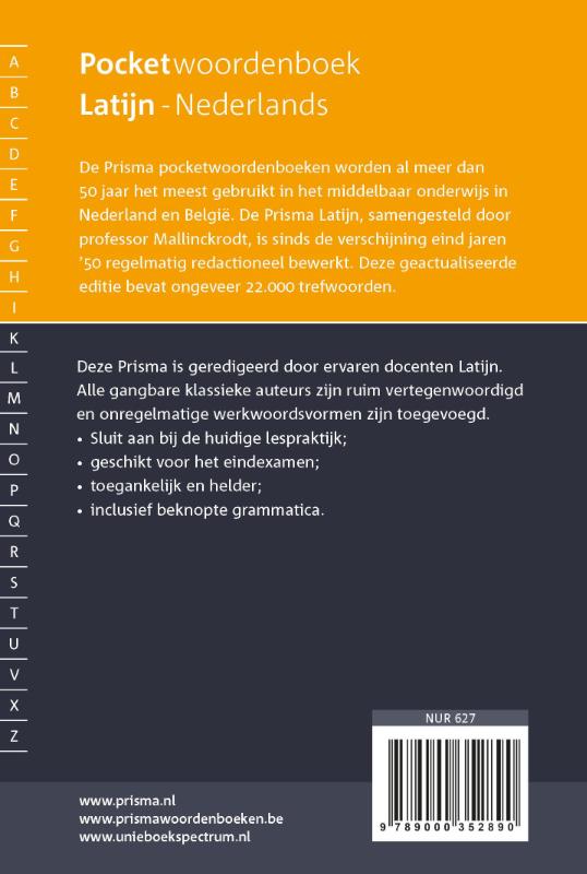 Achterkant van Latijn-Nederlands