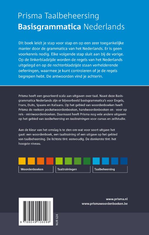 Achterkant van Basisgrammatica Nederlands