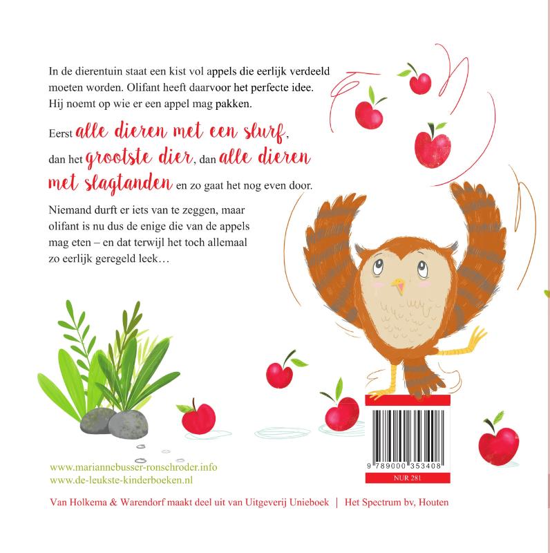 Achterkant van Olifant en de kist vol appels