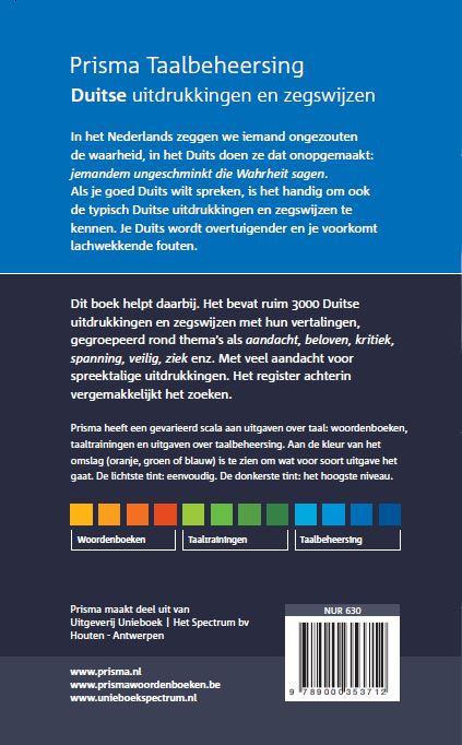 Achterkant van Duitse uitdrukkingen en zegswijzen ingedeeld op onderwerp